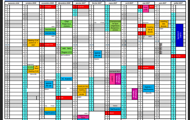 Calendrier provisoire jeunes 2026-2027